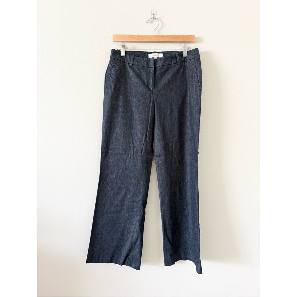 LOFT Dark Lightweight Cotton Denim Wide-Leg Trousers Size 4